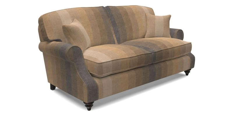 St Mawes 3 Seater Sofa in RHS Collection Gertrude Jekyll Trailing Vine Green-With-Scatters in Linwood Omega Velvet Hunter Green