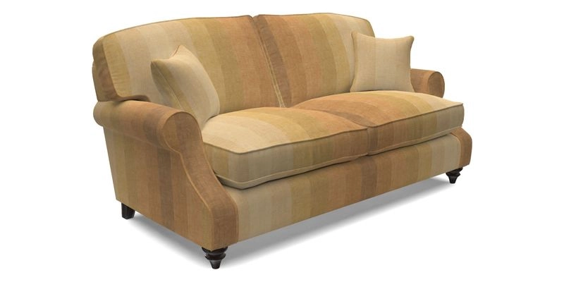 St Mawes 3 Seater Sofa in RHS Collection Gertrude Jekyll Trailing Vine Green-With-Scatters in Linwood Omega Velvet Hunter Green