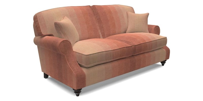 St Mawes 3 Seater Sofa in RHS Collection Gertrude Jekyll Trailing Vine Green-With-Scatters in Linwood Omega Velvet Hunter Green