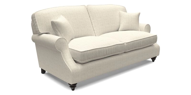 St Mawes 3 Seater Sofa in RHS Collection Gertrude Jekyll Trailing Vine Green-With-Scatters in Linwood Omega Velvet Hunter Green