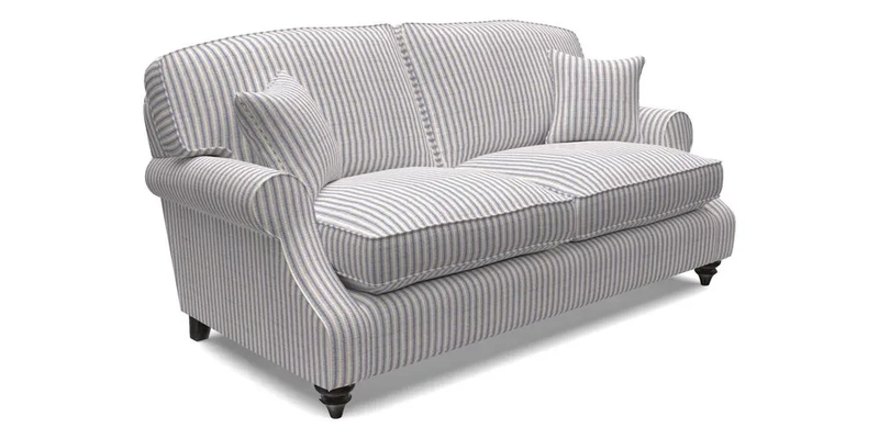 St Mawes 3 Seater Sofa in RHS Collection Gertrude Jekyll Trailing Vine Green-With-Scatters in Linwood Omega Velvet Hunter Green