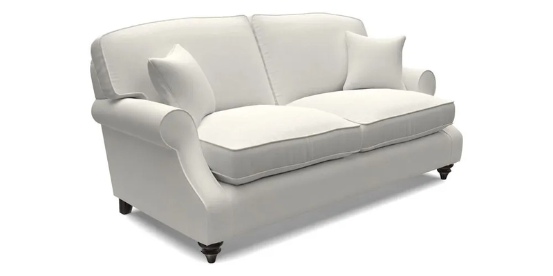 St Mawes 3 Seater Sofa in RHS Collection Gertrude Jekyll Trailing Vine Green-With-Scatters in Linwood Omega Velvet Hunter Green