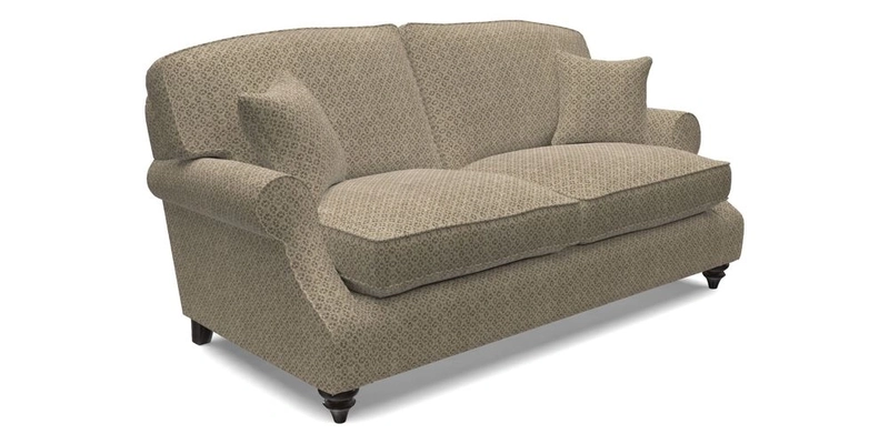 St Mawes 3 Seater Sofa in RHS Collection Gertrude Jekyll Trailing Vine Green-With-Scatters in Linwood Omega Velvet Hunter Green