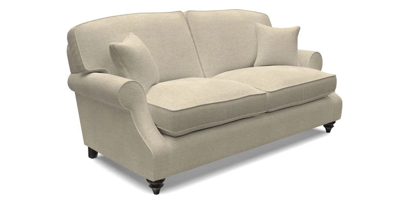 St Mawes 3 Seater Sofa in RHS Collection Gertrude Jekyll Trailing Vine Green-With-Scatters in Linwood Omega Velvet Hunter Green