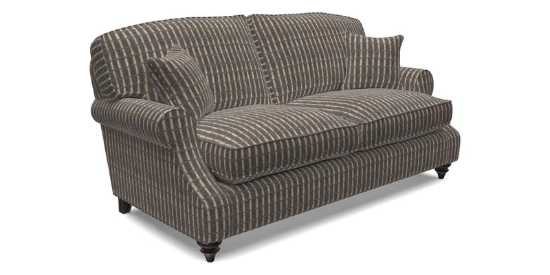 St Mawes 3 Seater Sofa in RHS Collection Gertrude Jekyll Trailing Vine Green-With-Scatters in Linwood Omega Velvet Hunter Green