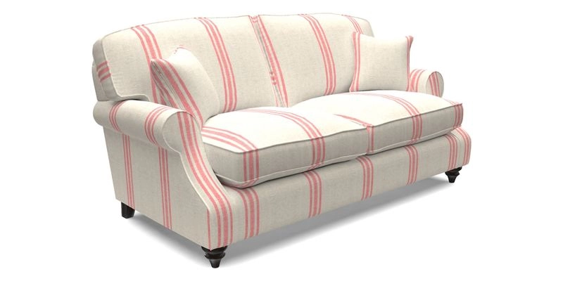 St Mawes 3 Seater Sofa in RHS Collection Gertrude Jekyll Trailing Vine Green-With-Scatters in Linwood Omega Velvet Hunter Green