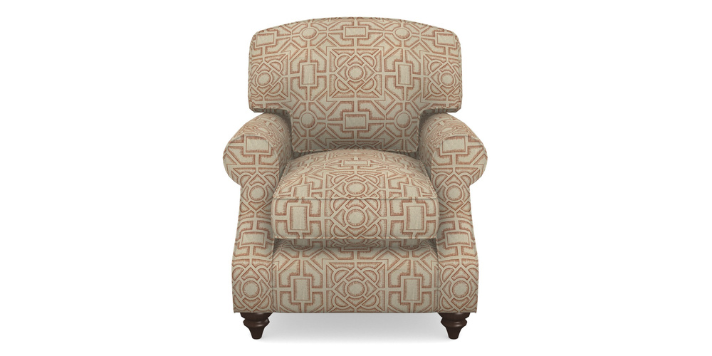 Product photograph of St Mawes Chair In Rhs Collection - Large Knot Garden Linen - Terracotta from Sofas and Stuff Limited