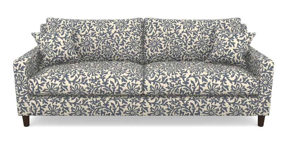 Product photograph of Stopham 4 Seater Sofa In V A Brompton Collection - Floral Scroll - Midnight Blue from Sofas and Stuff Limited