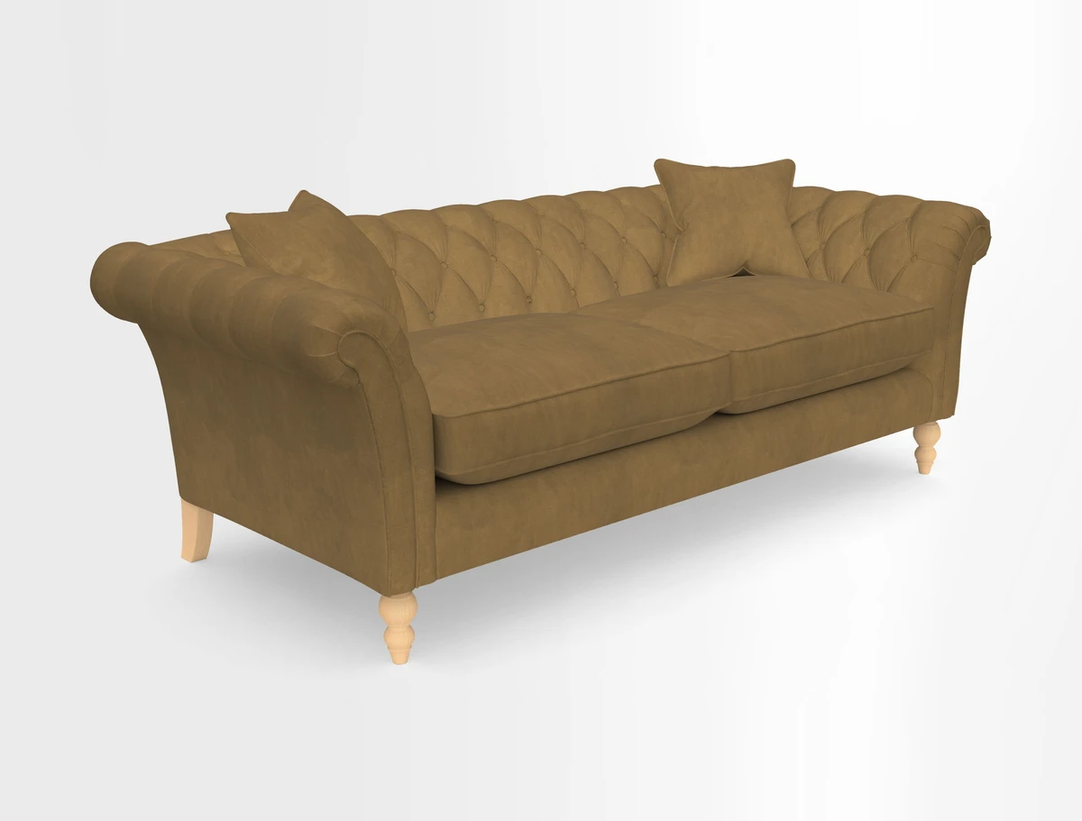 Sudbury 3 Seater Sofa in Linwood Omega Velvet Cognac
