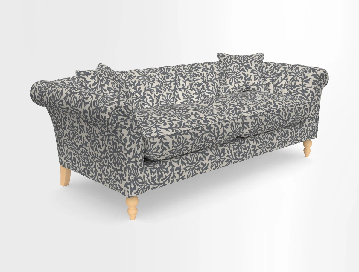 Sudbury 3 Seater Sofa in Linwood Omega Velvet Cognac