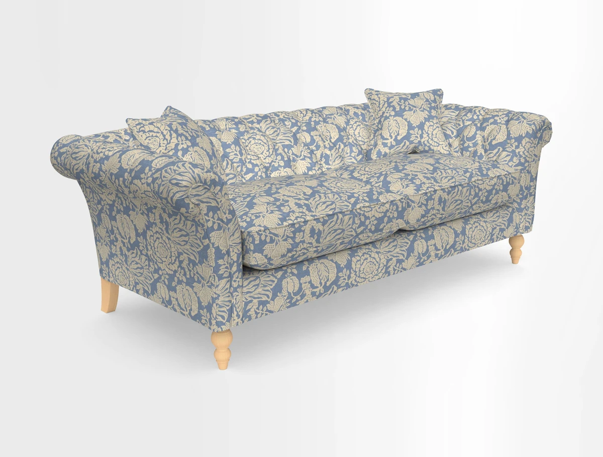 Sudbury 3 Seater Sofa in Linwood Omega Velvet Cognac