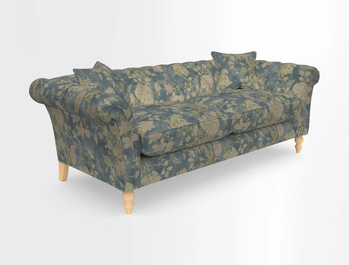 Sudbury 3 Seater Sofa in Linwood Omega Velvet Cognac