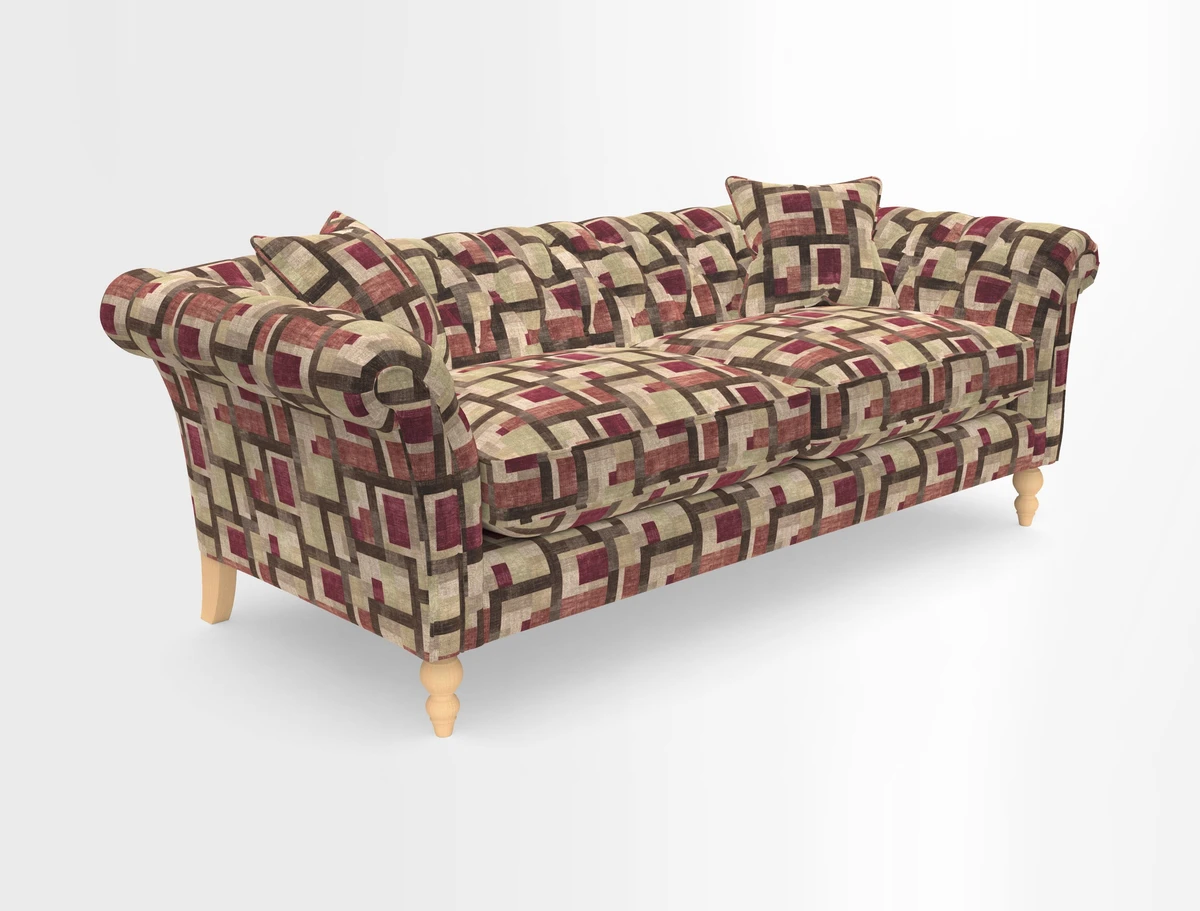Sudbury 3 Seater Sofa in Linwood Omega Velvet Cognac