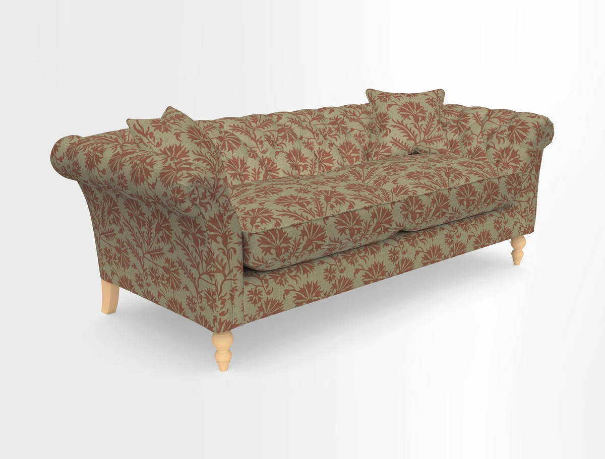Sudbury 3 Seater Sofa in Linwood Omega Velvet Cognac