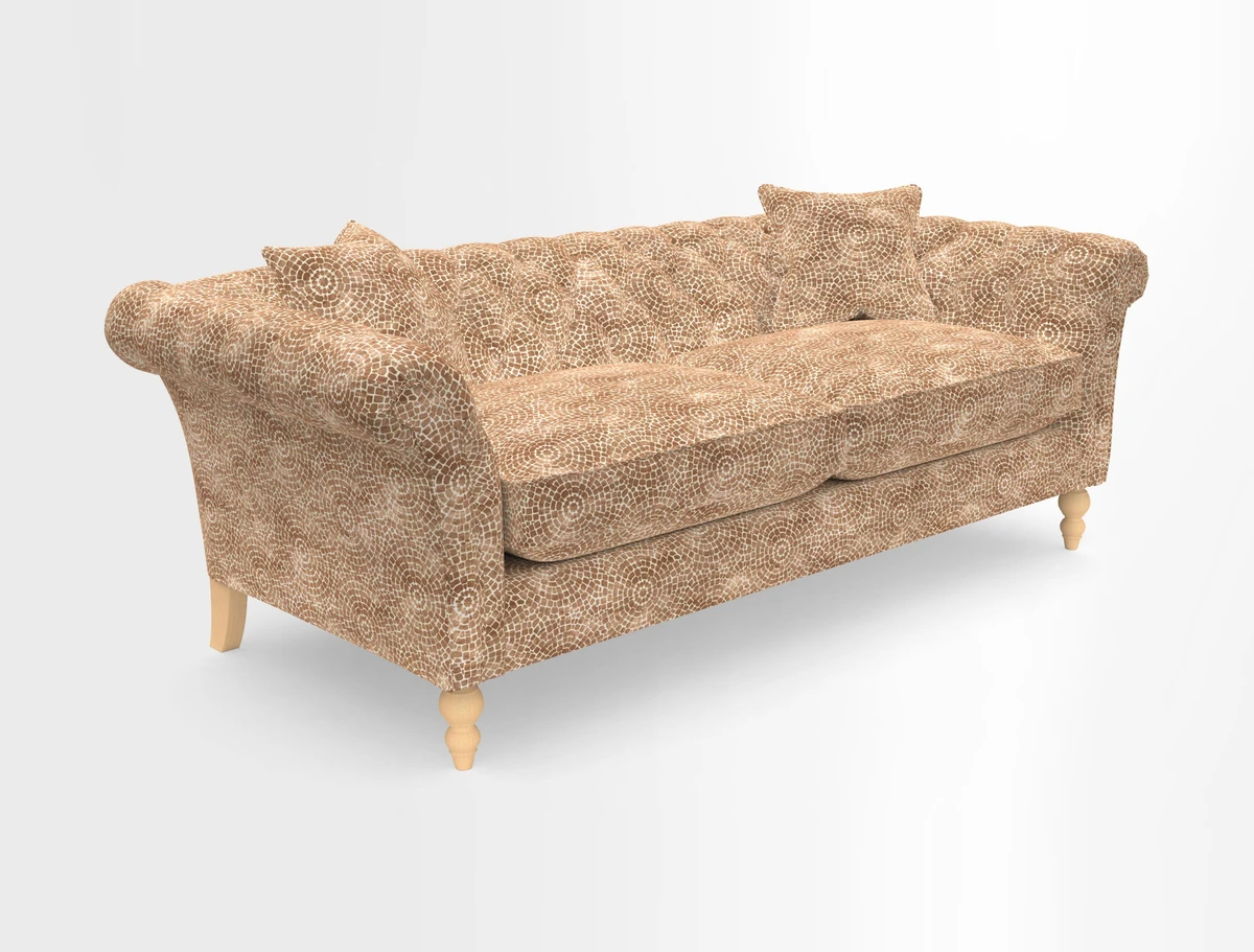 Sudbury 3 Seater Sofa in Linwood Omega Velvet Cognac