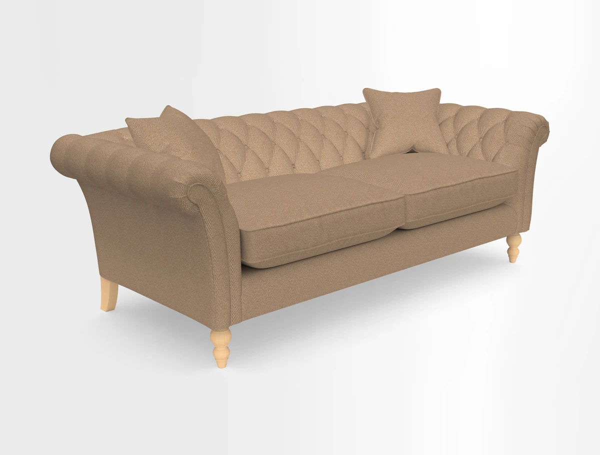 Sudbury 3 Seater Sofa in Linwood Omega Velvet Cognac