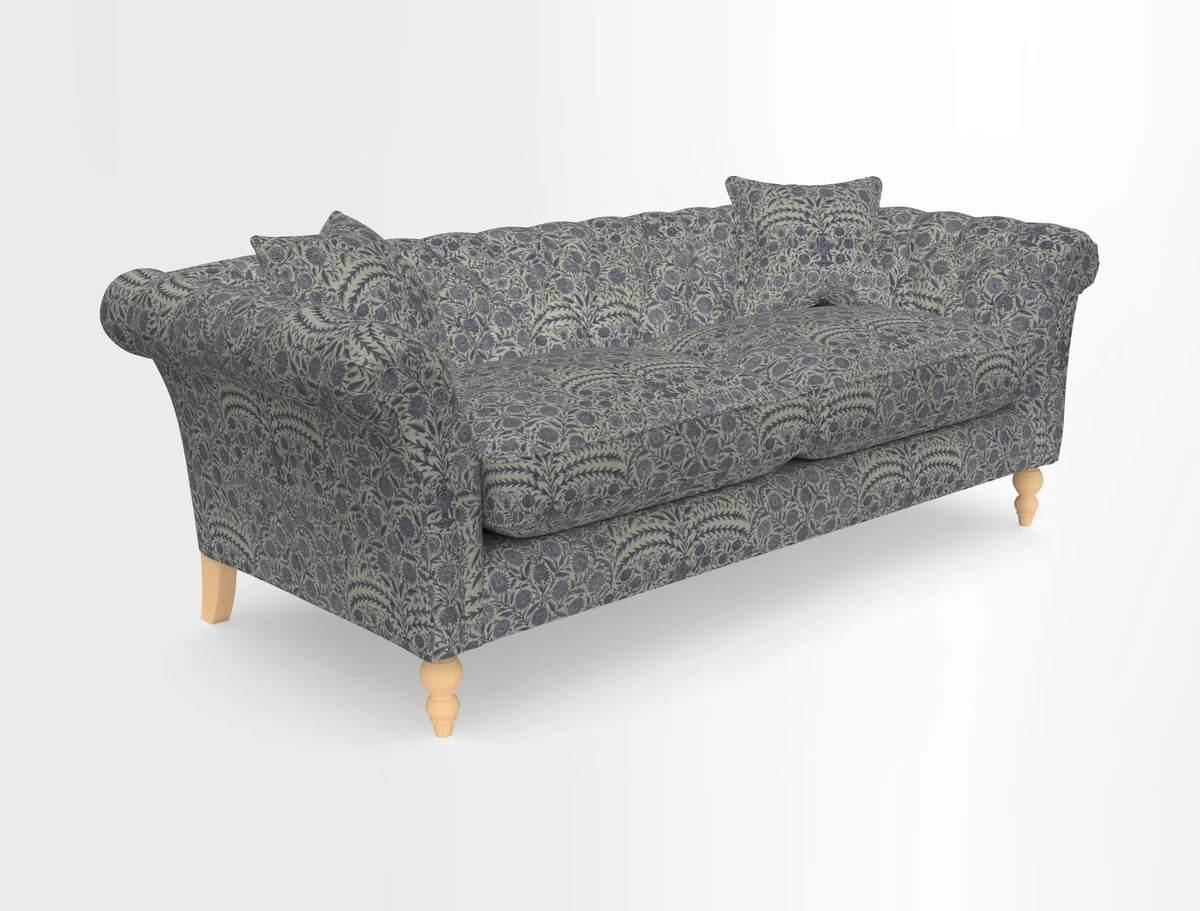 Sudbury 3 Seater Sofa in Linwood Omega Velvet Cognac