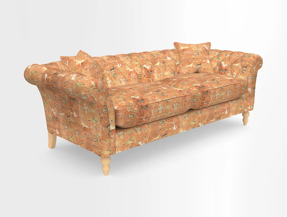 Sudbury 3 Seater Sofa in Linwood Omega Velvet Cognac