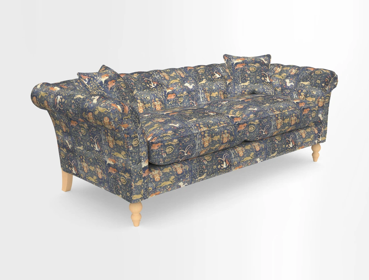 Sudbury 3 Seater Sofa in Linwood Omega Velvet Cognac