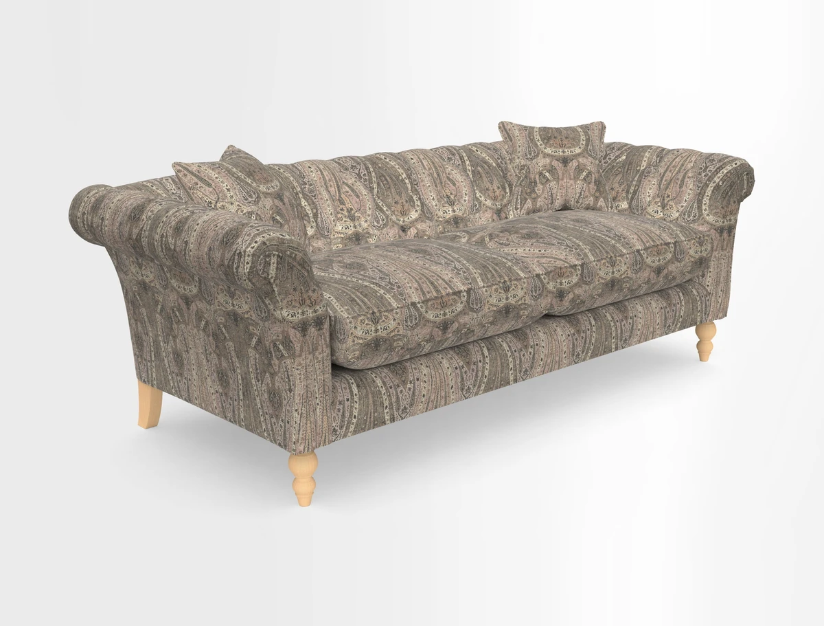 Sudbury 3 Seater Sofa in Linwood Omega Velvet Cognac
