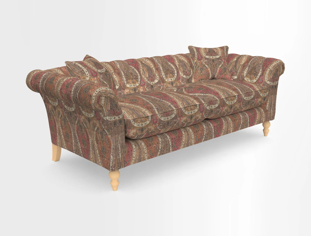 Sudbury 3 Seater Sofa in Linwood Omega Velvet Cognac