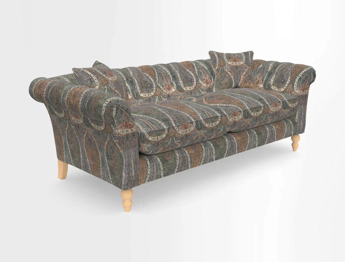 Sudbury 3 Seater Sofa in Linwood Omega Velvet Cognac