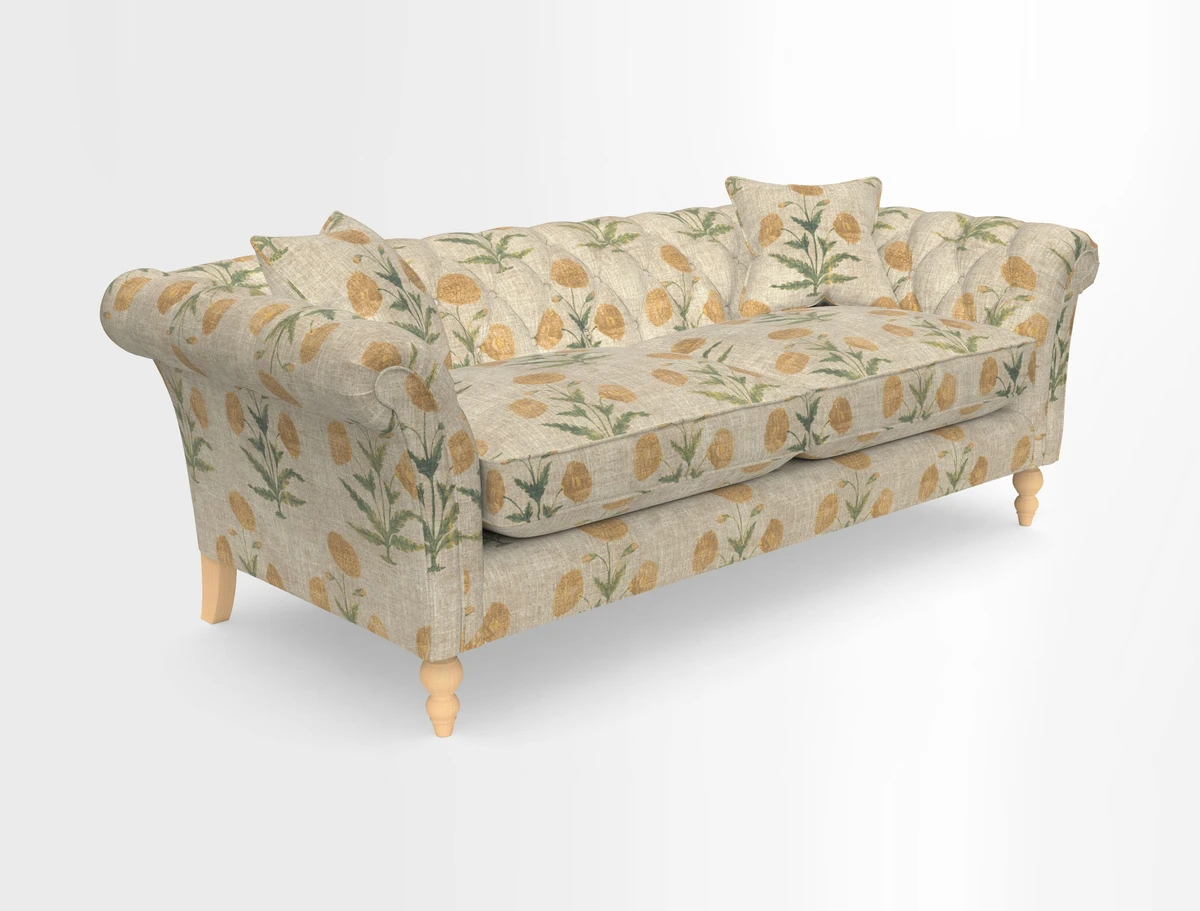 Sudbury 3 Seater Sofa in Linwood Omega Velvet Cognac