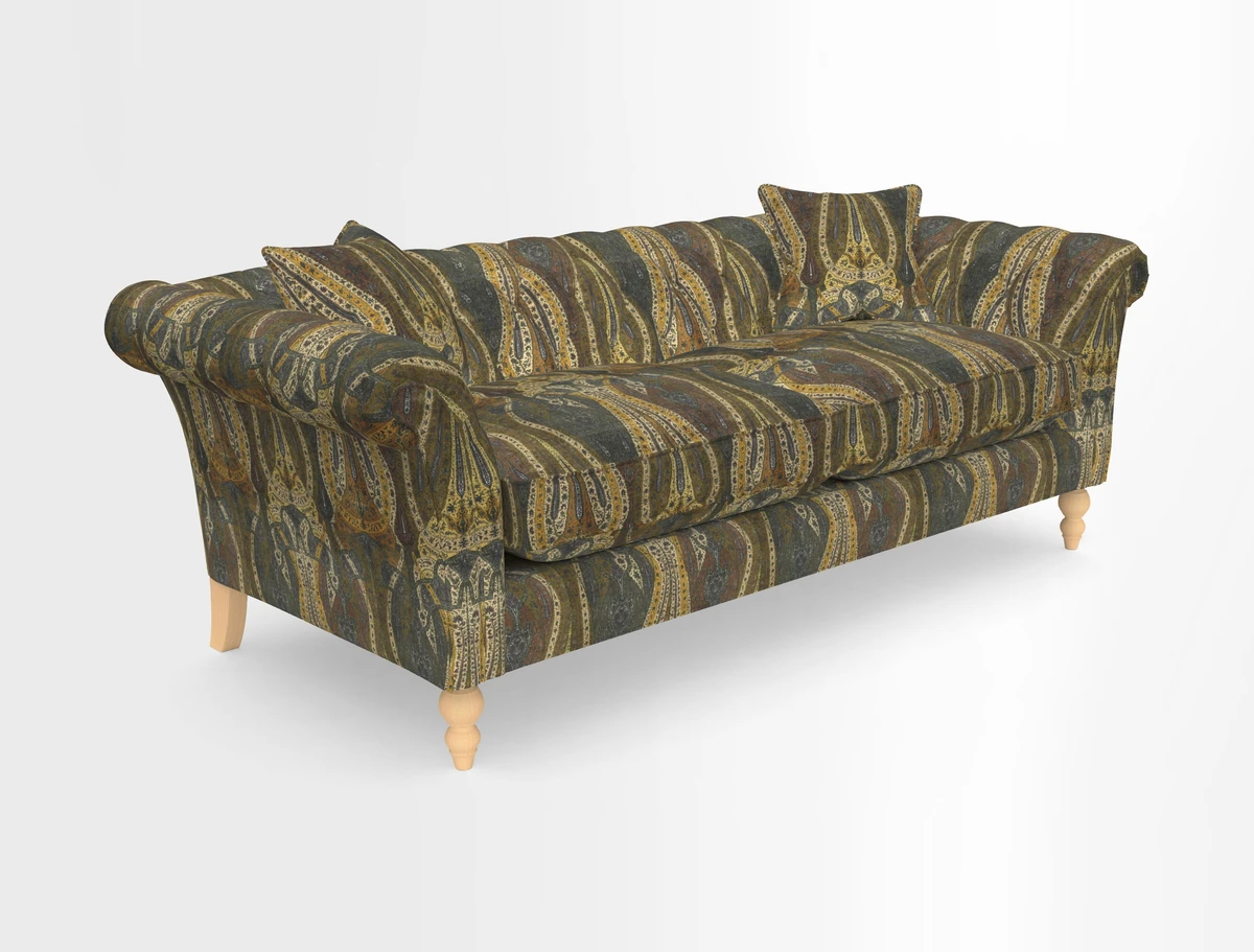Sudbury 3 Seater Sofa in Linwood Omega Velvet Cognac