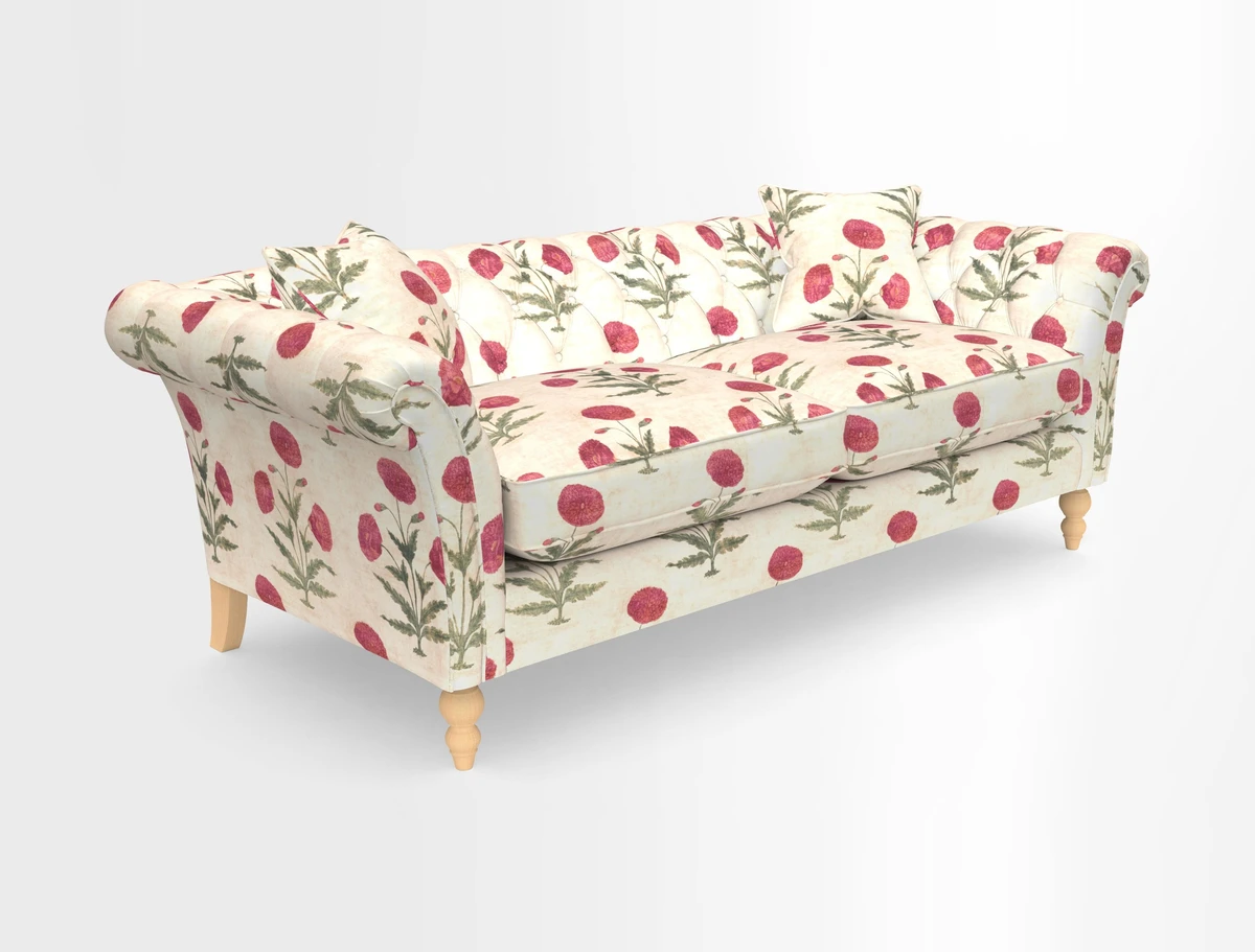 Sudbury 3 Seater Sofa in Linwood Omega Velvet Cognac