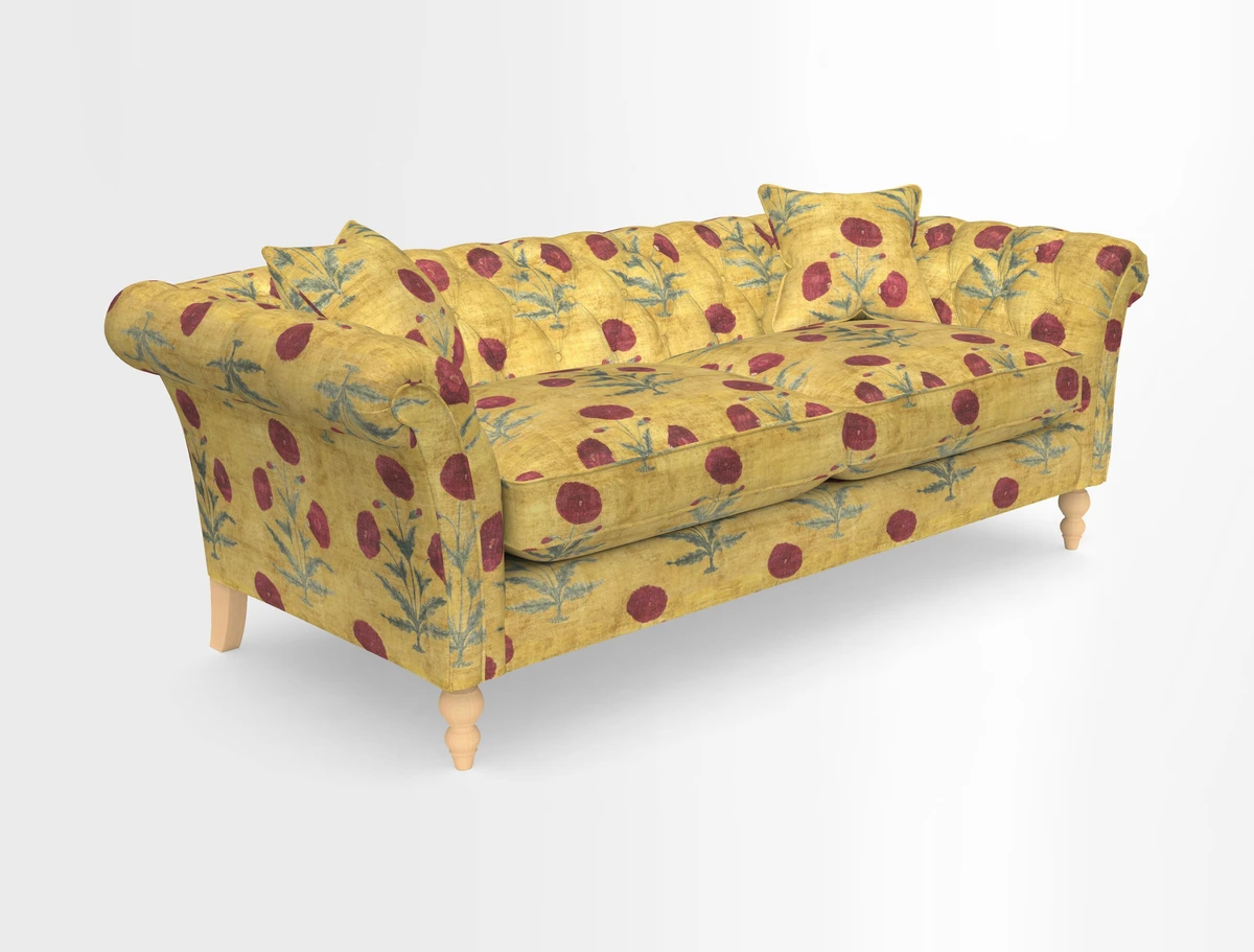 Sudbury 3 Seater Sofa in Linwood Omega Velvet Cognac