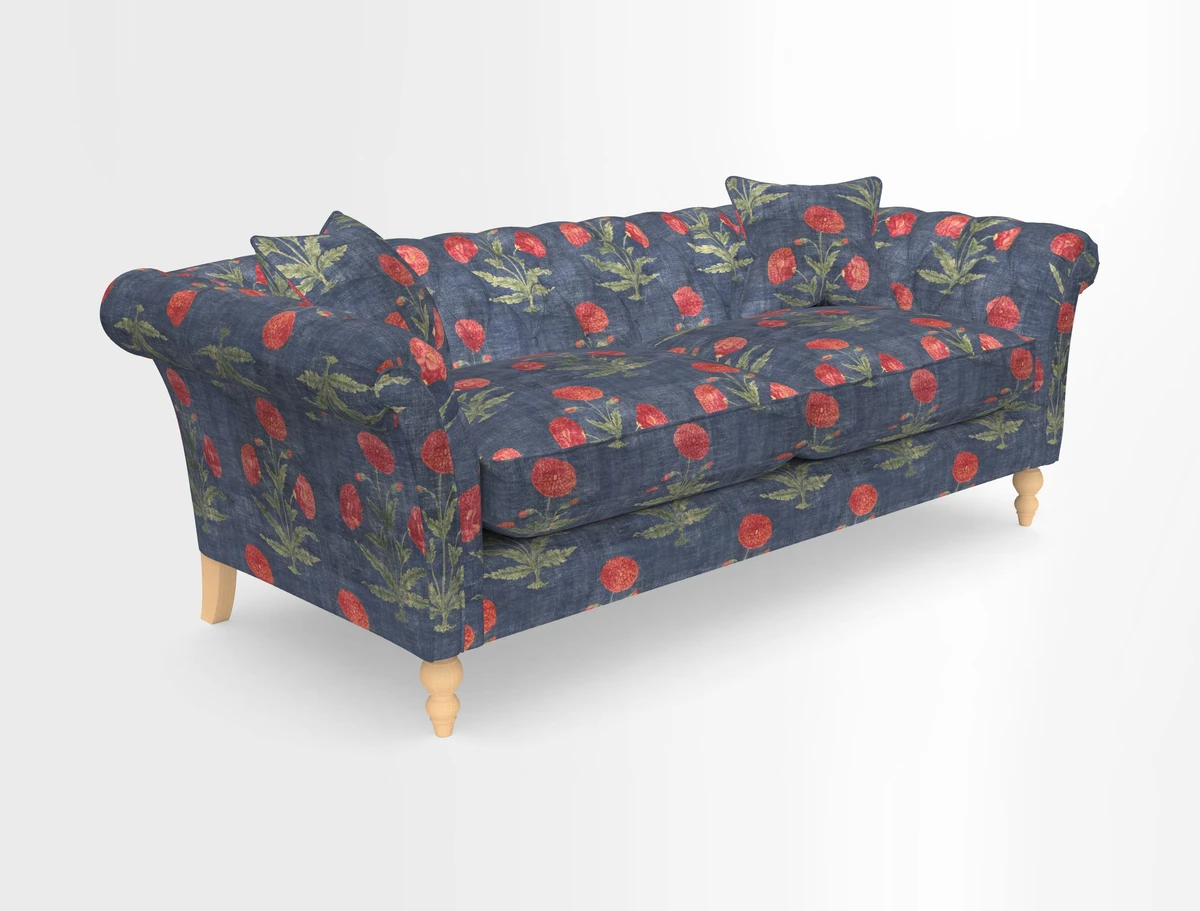 Sudbury 3 Seater Sofa in Linwood Omega Velvet Cognac