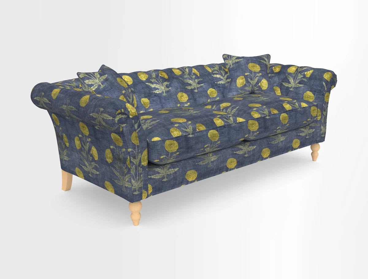 Sudbury 3 Seater Sofa in Linwood Omega Velvet Cognac