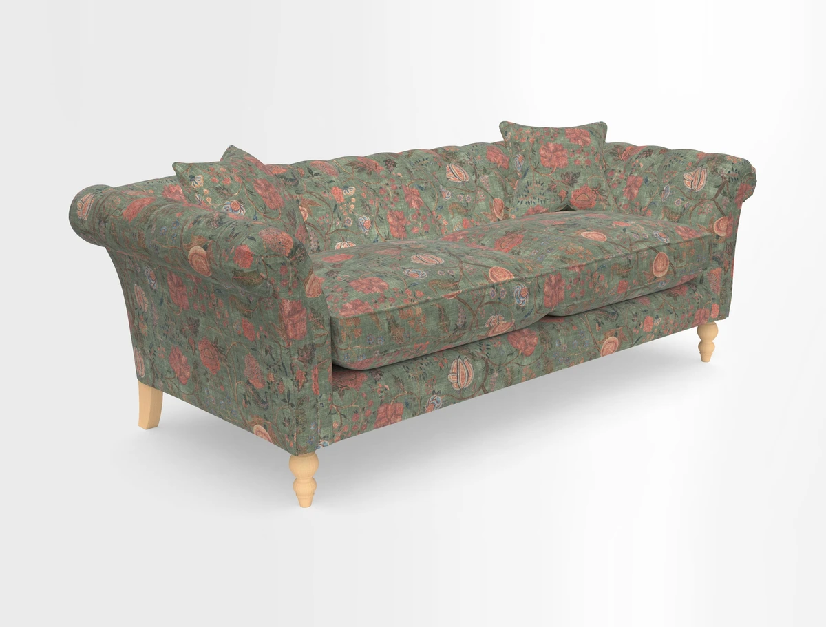 Sudbury 3 Seater Sofa in Linwood Omega Velvet Cognac