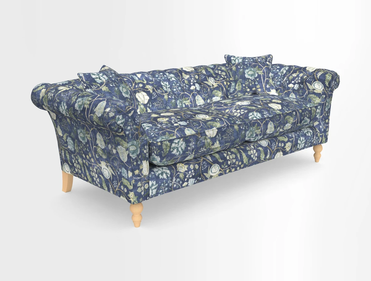 Sudbury 3 Seater Sofa in Linwood Omega Velvet Cognac