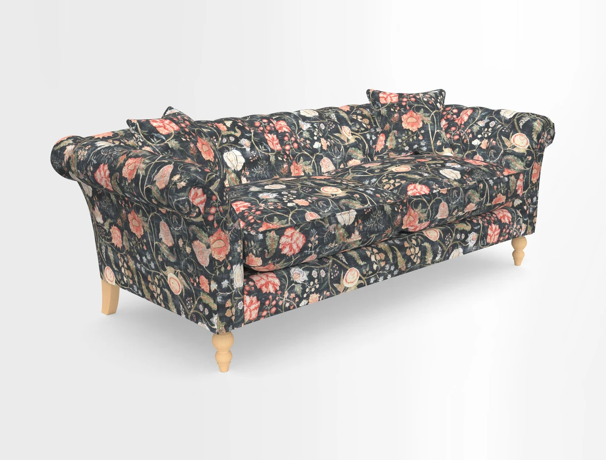 Sudbury 3 Seater Sofa in Linwood Omega Velvet Cognac