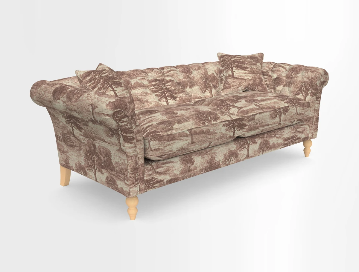 Sudbury 3 Seater Sofa in Linwood Omega Velvet Cognac