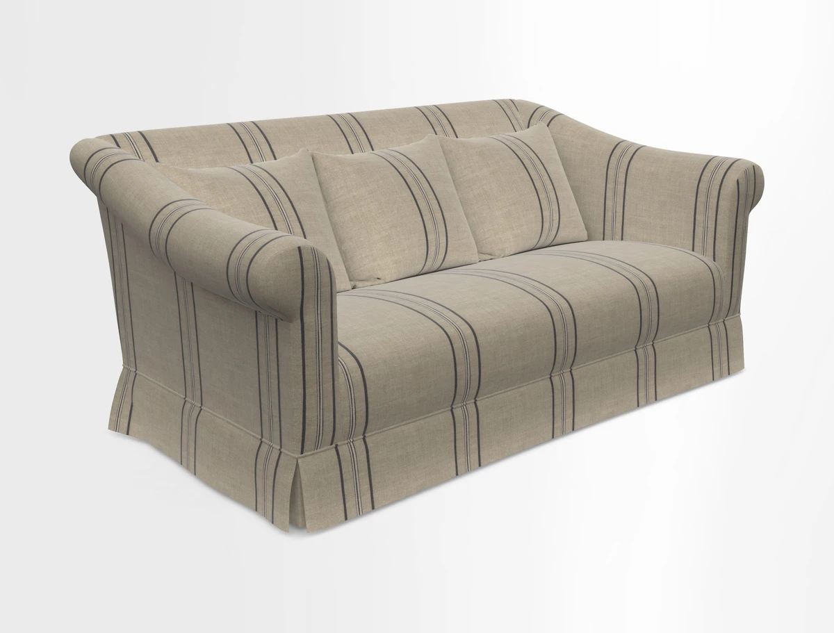 Turnberry 3 seater sofa in Contour Lines Berry with scatters in Frond Stripe Small Berry