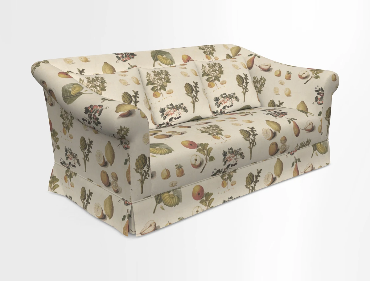 Turnberry 3 seater sofa in Contour Lines Berry with scatters in Frond Stripe Small Berry