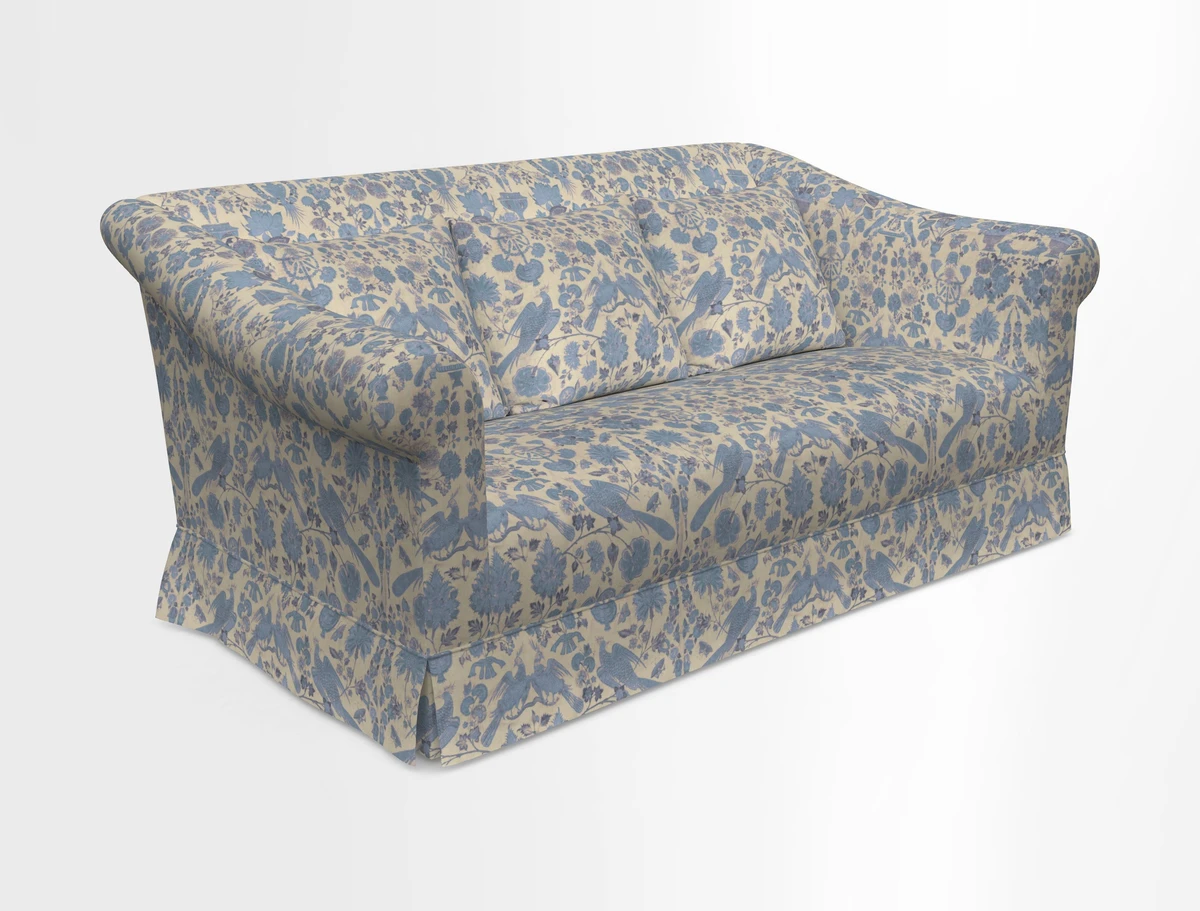 Turnberry 3 seater sofa in Contour Lines Berry with scatters in Frond Stripe Small Berry