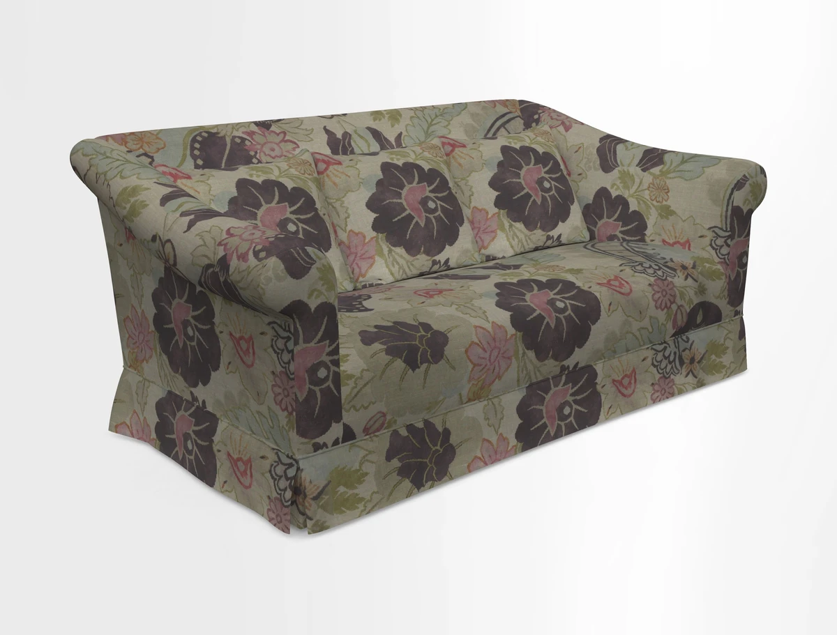 Turnberry 3 seater sofa in Contour Lines Berry with scatters in Frond Stripe Small Berry