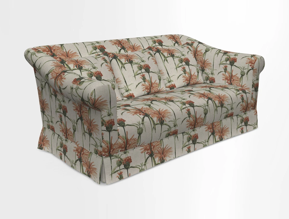Turnberry 3 seater sofa in Contour Lines Berry with scatters in Frond Stripe Small Berry
