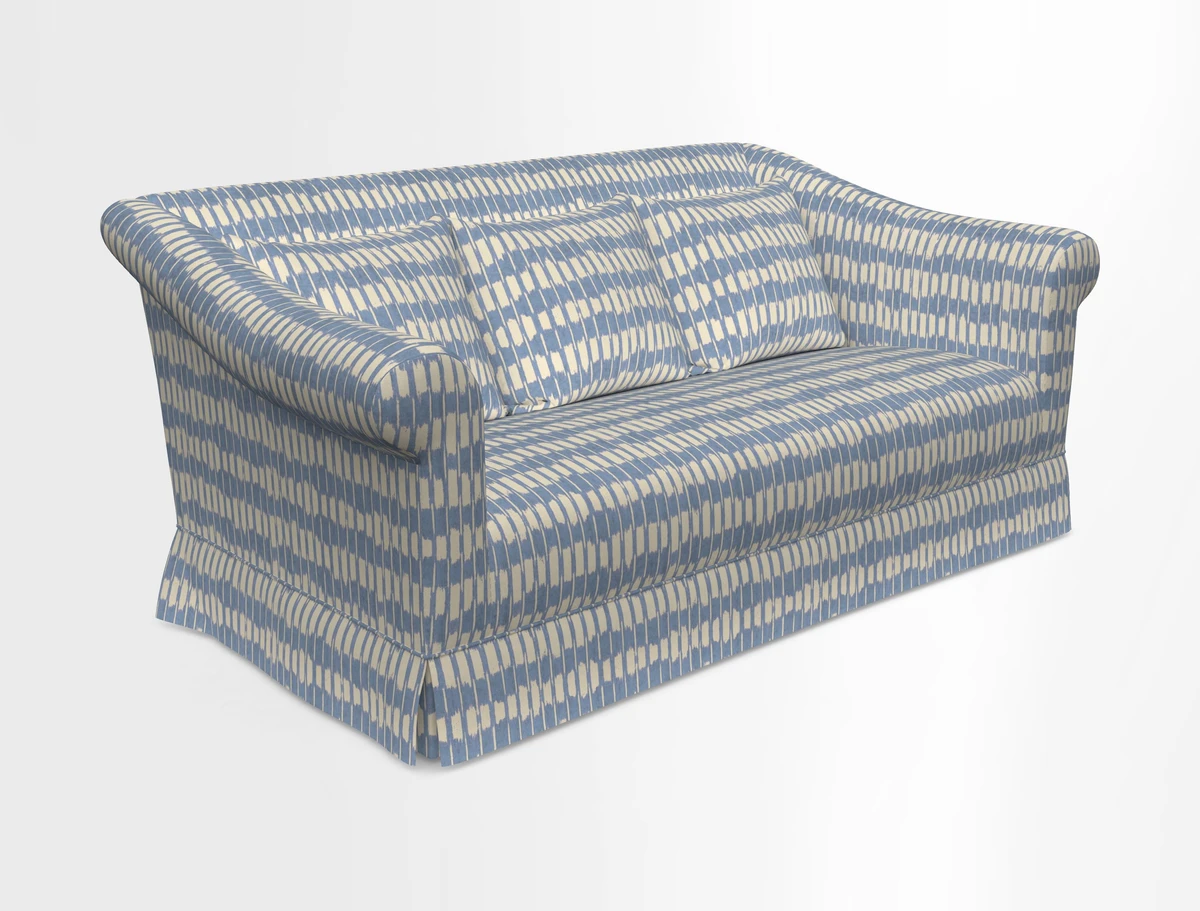 Turnberry 3 seater sofa in Contour Lines Berry with scatters in Frond Stripe Small Berry
