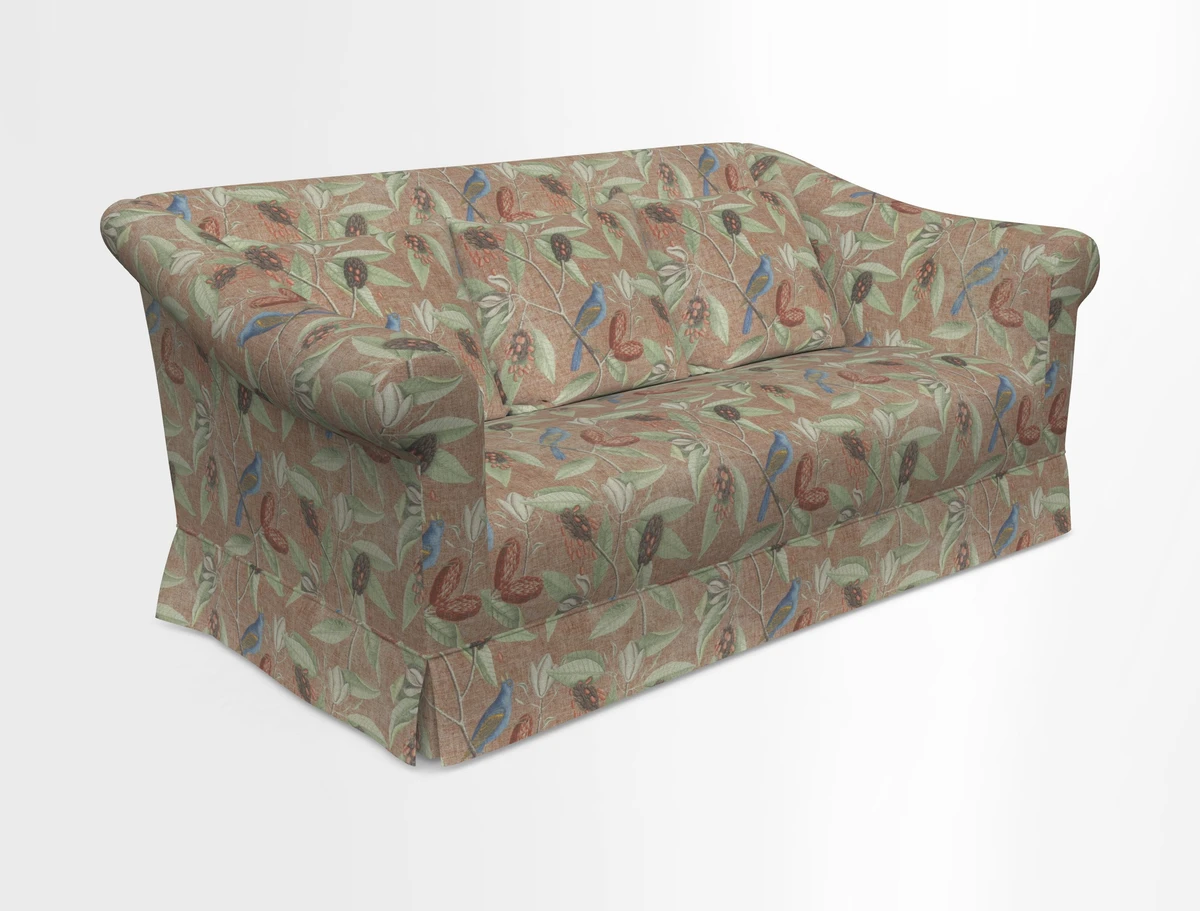 Turnberry 3 seater sofa in Contour Lines Berry with scatters in Frond Stripe Small Berry