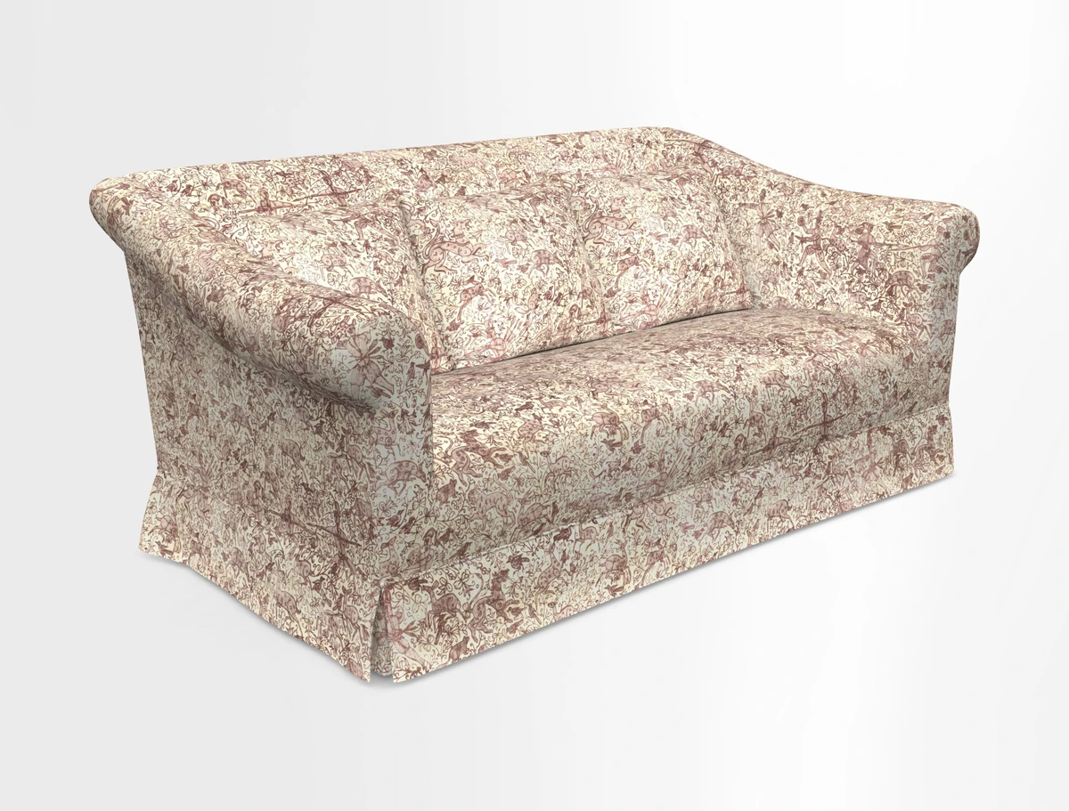 Turnberry 3 seater sofa in Contour Lines Berry with scatters in Frond Stripe Small Berry