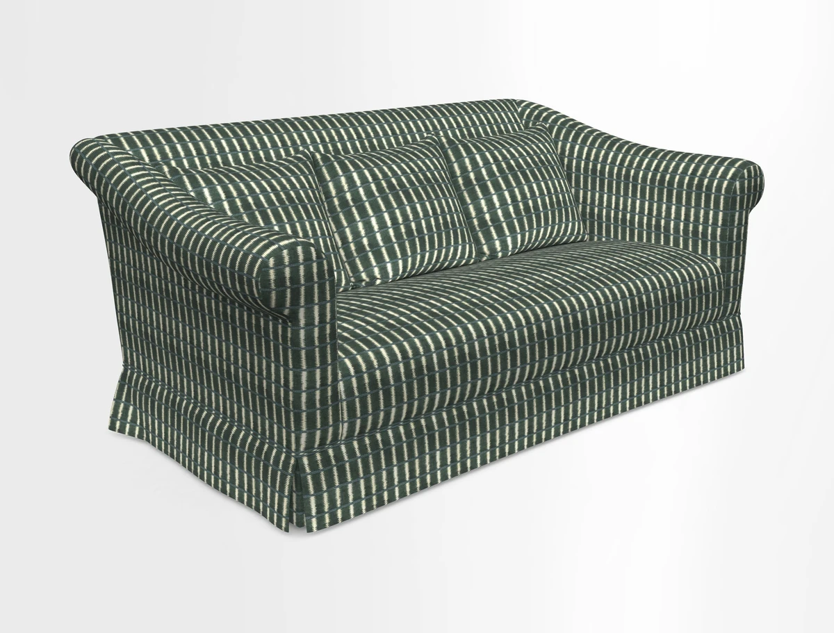 Turnberry 3 seater sofa in Contour Lines Berry with scatters in Frond Stripe Small Berry