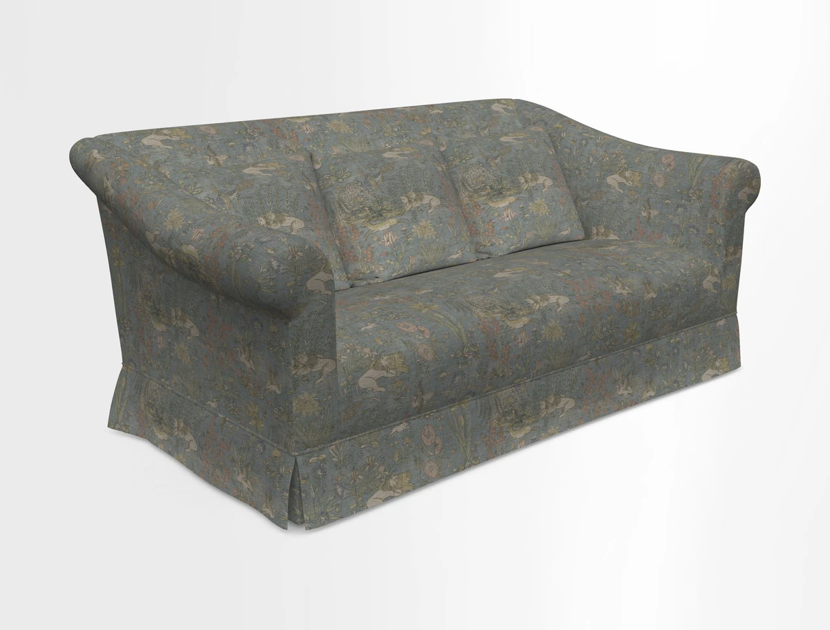 Turnberry 3 seater sofa in Contour Lines Berry with scatters in Frond Stripe Small Berry