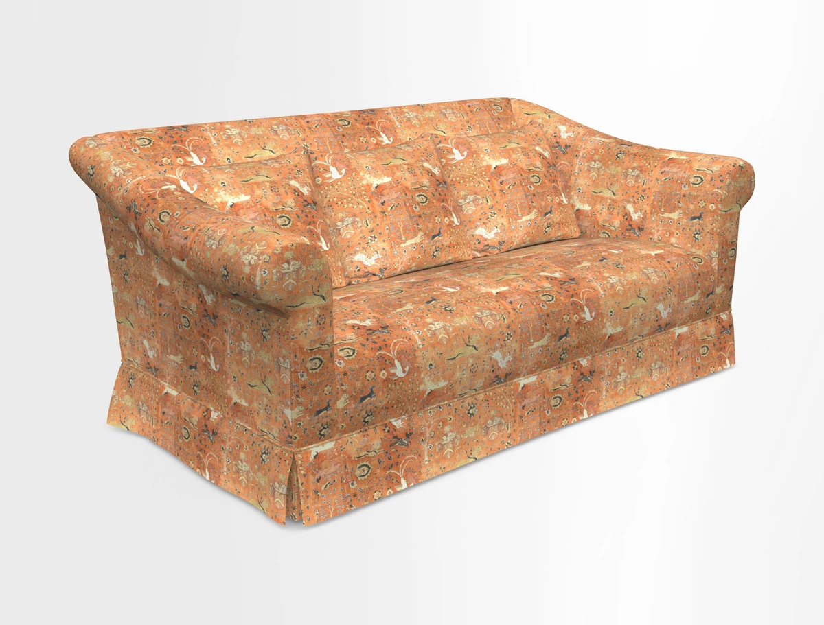 Turnberry 3 seater sofa in Contour Lines Berry with scatters in Frond Stripe Small Berry