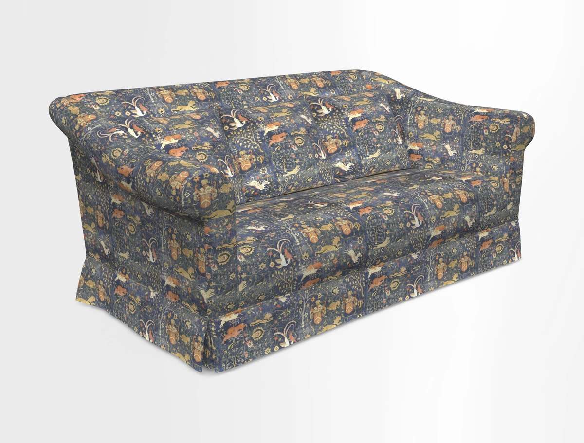 Turnberry 3 seater sofa in Contour Lines Berry with scatters in Frond Stripe Small Berry