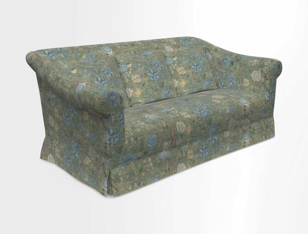 Turnberry 3 seater sofa in Contour Lines Berry with scatters in Frond Stripe Small Berry