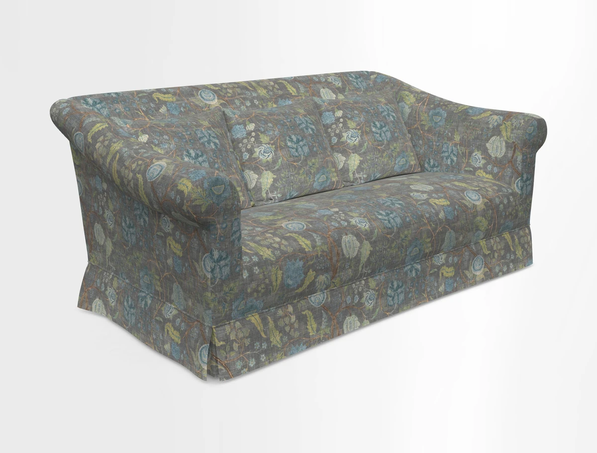 Turnberry 3 seater sofa in Contour Lines Berry with scatters in Frond Stripe Small Berry